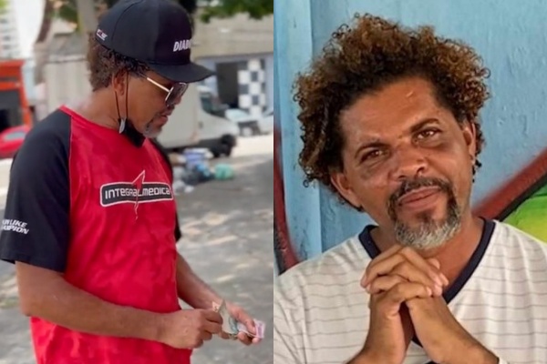 Morador de rua sai distribuindo dinheiro após sucesso na internet; veja vídeo