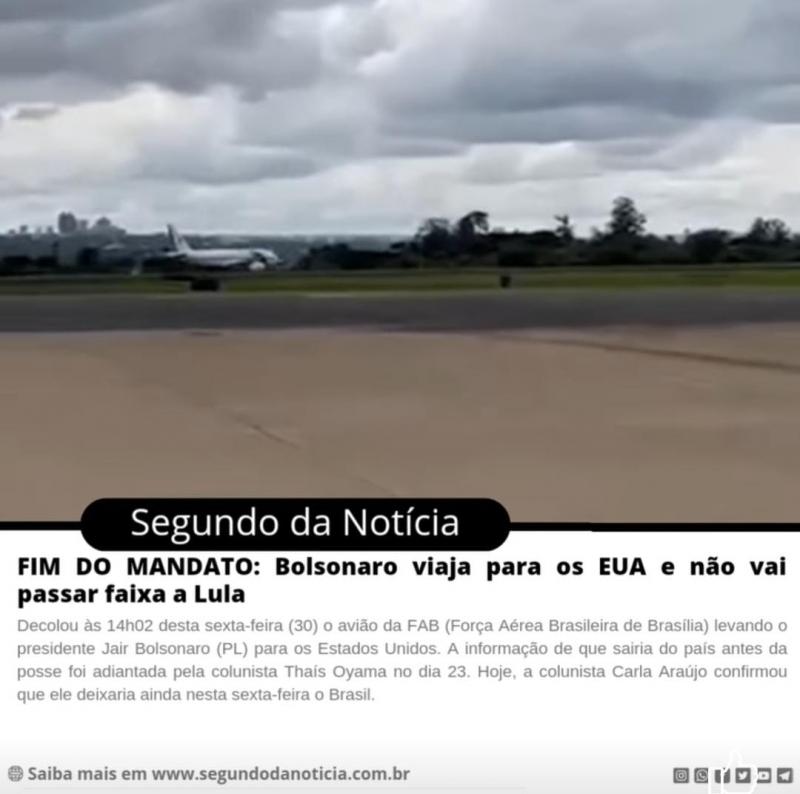 Bolsonaro viaja para os EUA e não passará a faixa para Lula